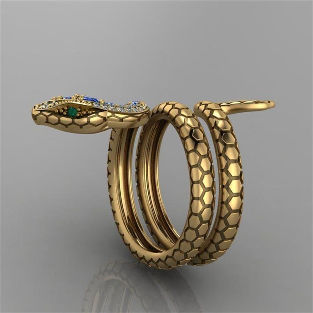 Suyo Cincin Ular Jari Cincin Kuningan Hip Hop Perhiasan Mendominasi Cincin Vintage