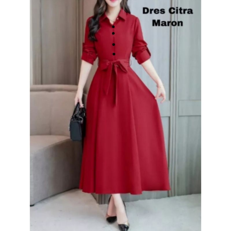 Maxi Dress Citra Terbaru/ Dress Wolpeach Premium/ Fashion Wanita Korean Style/ Dress Kekinian/ Lengan Panjang