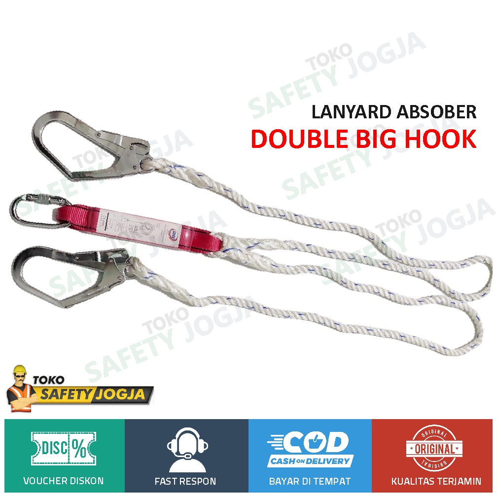 SAFETY LANYARD ABSORBER DOUBLE BIG HOOK