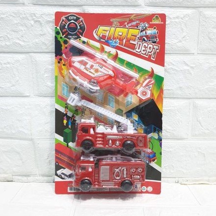 Mainan Set Diecast Mobil dan Helikopter Pemadam Kebakaran Anak Laki Laki Murah/Mainan Mobilan Pemada