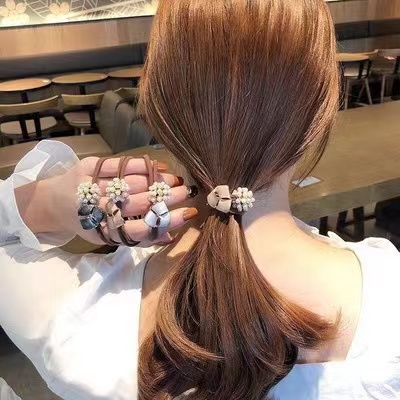 Ikat Rambut Karet Murah Fashion Wanita Akrilik Aksen Mutiara Gaya Korea Lucu Import