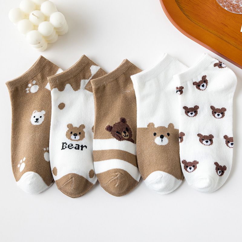 [littlecrab] Kaos Kaki Beruang Coklat Cute Women Socks Import Kaos Kaki Berkualitas Brown Bear Kaos Kaki Lucu Korean Style