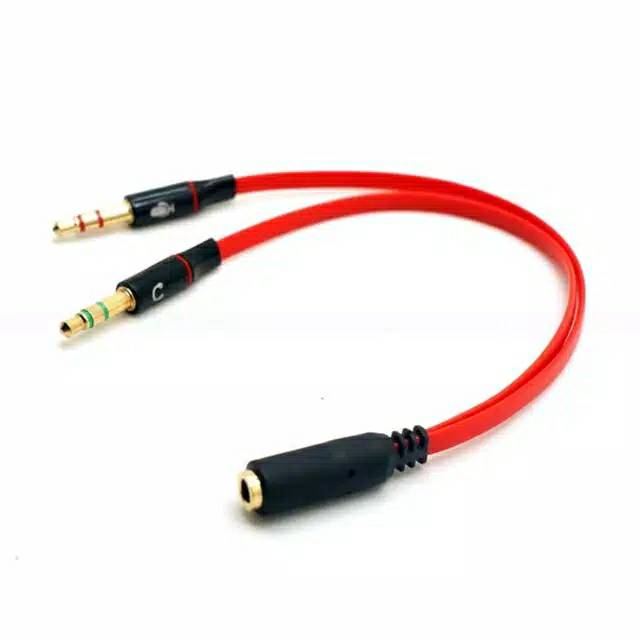 Splitter Audio Jack 3.5mm Female ke Dual 3.5mm Male HiFi (Mic+Hear)