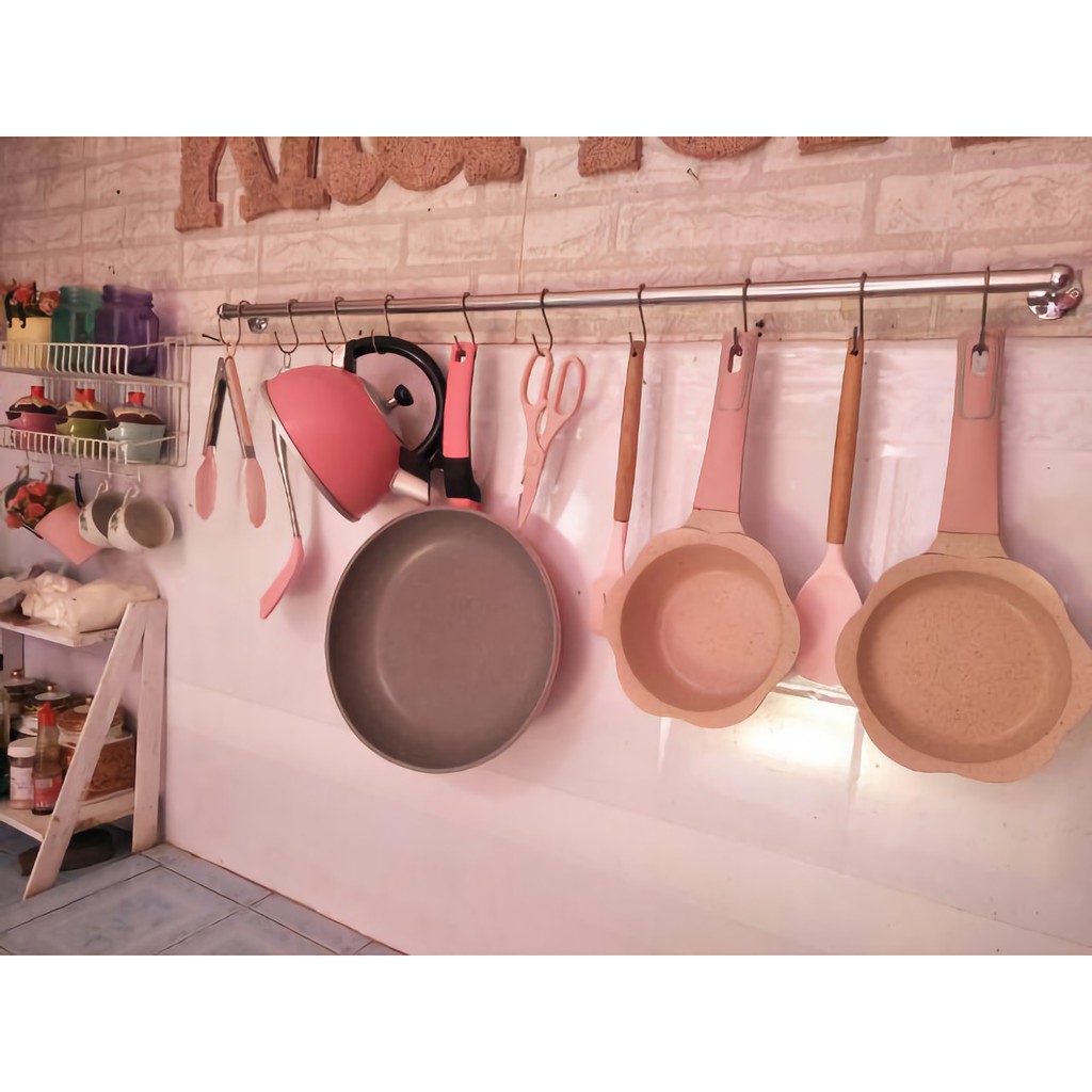 Rak Dapur Gantung Stainless, Rak Gantungan Panci, Rak Dapur Serbaguna, Kitchen Bar 100 cm