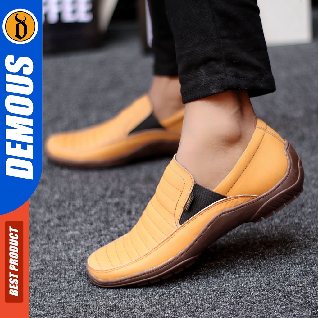 DEMOUS Corja - Sepatu Casual Pria Slip On Kulit Asli