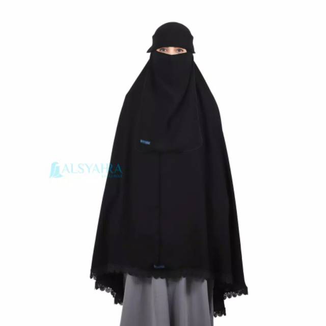 Alsyahra Exclusive Set Khimar XXL Al Shams Niqab Poni Jetblack