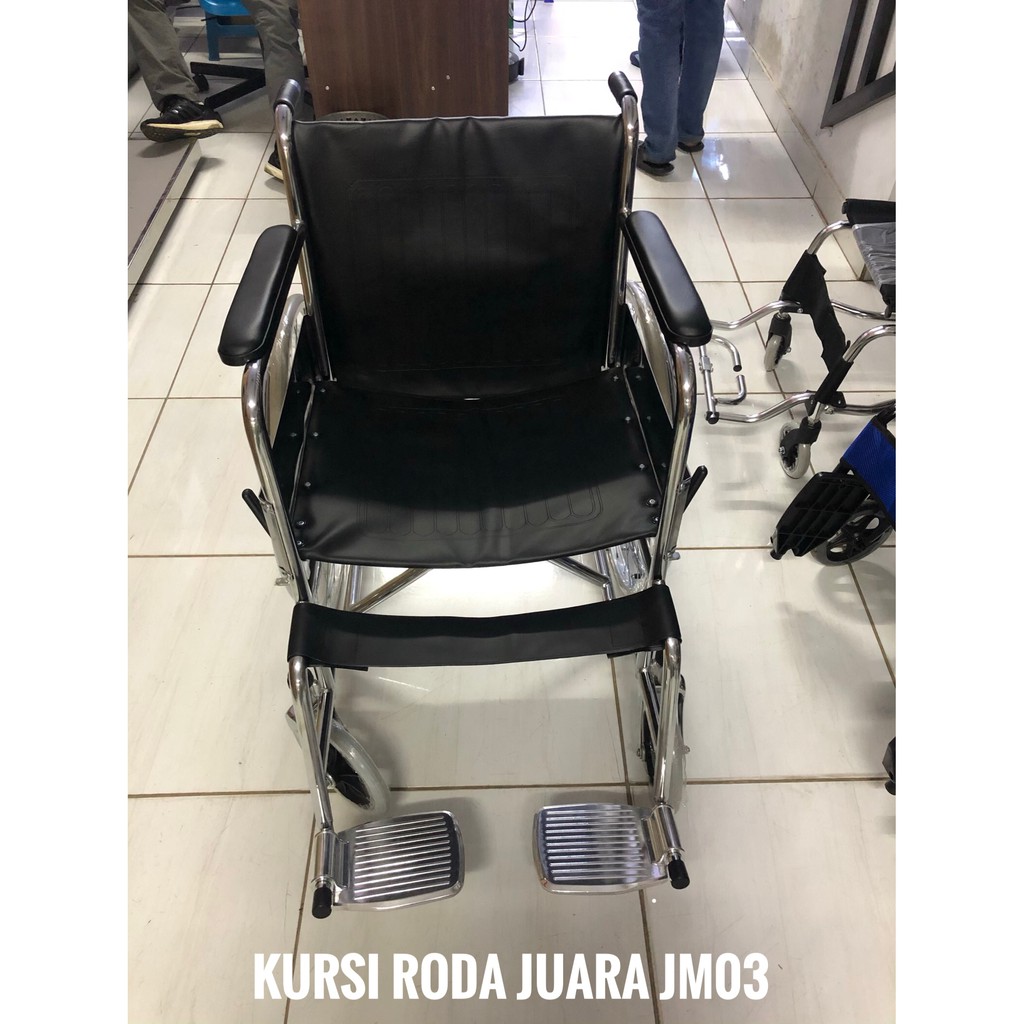 Kursi roda standar Juara JM 03 rumah sakit wheelchair murah besi tahan lama 65 cm kapasitas 100 kg