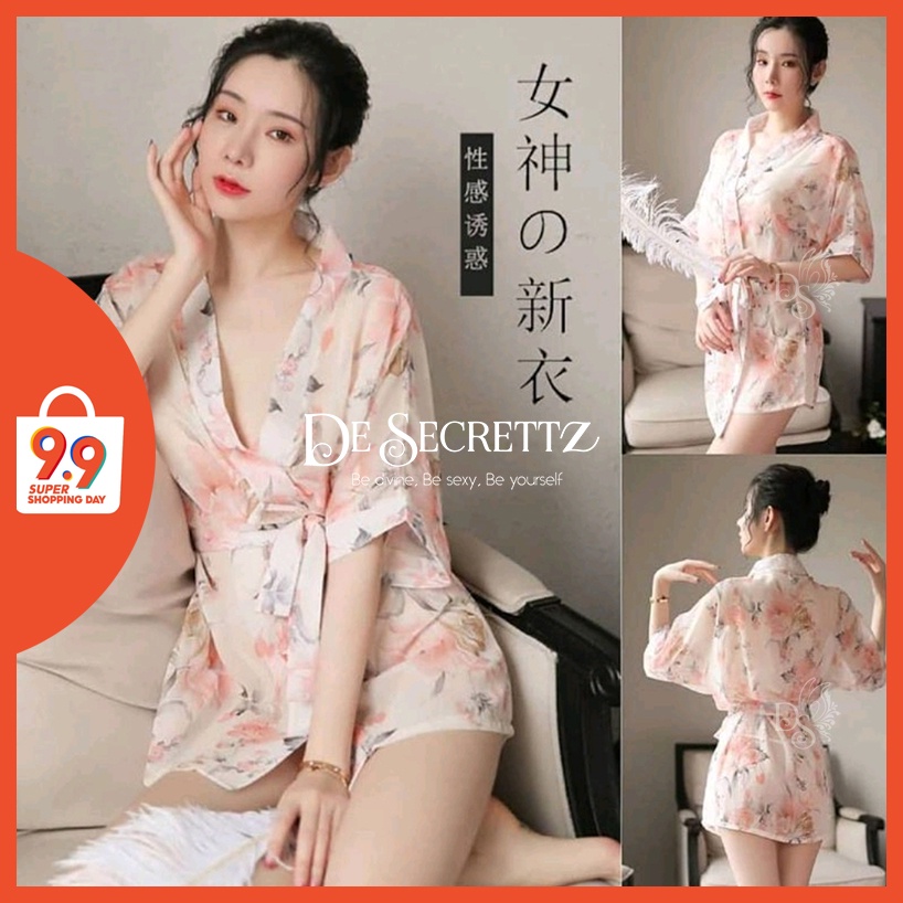 DeSecrettz HARUKA Baju Tidur Wanita Dewasa Sexy Model Bathrobe, Lingerie Sexy, G string, Baju Haram Sexy, Baju Tidur Sexy, Baju Dinas Malam