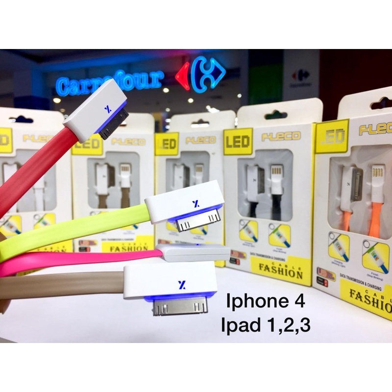 PROMO KABEL DATA FASHION LED FLECO ORIGINAL IPH 4 4S IPAD 1 2 3 IPOD 3 4 IC AUTO POWER
