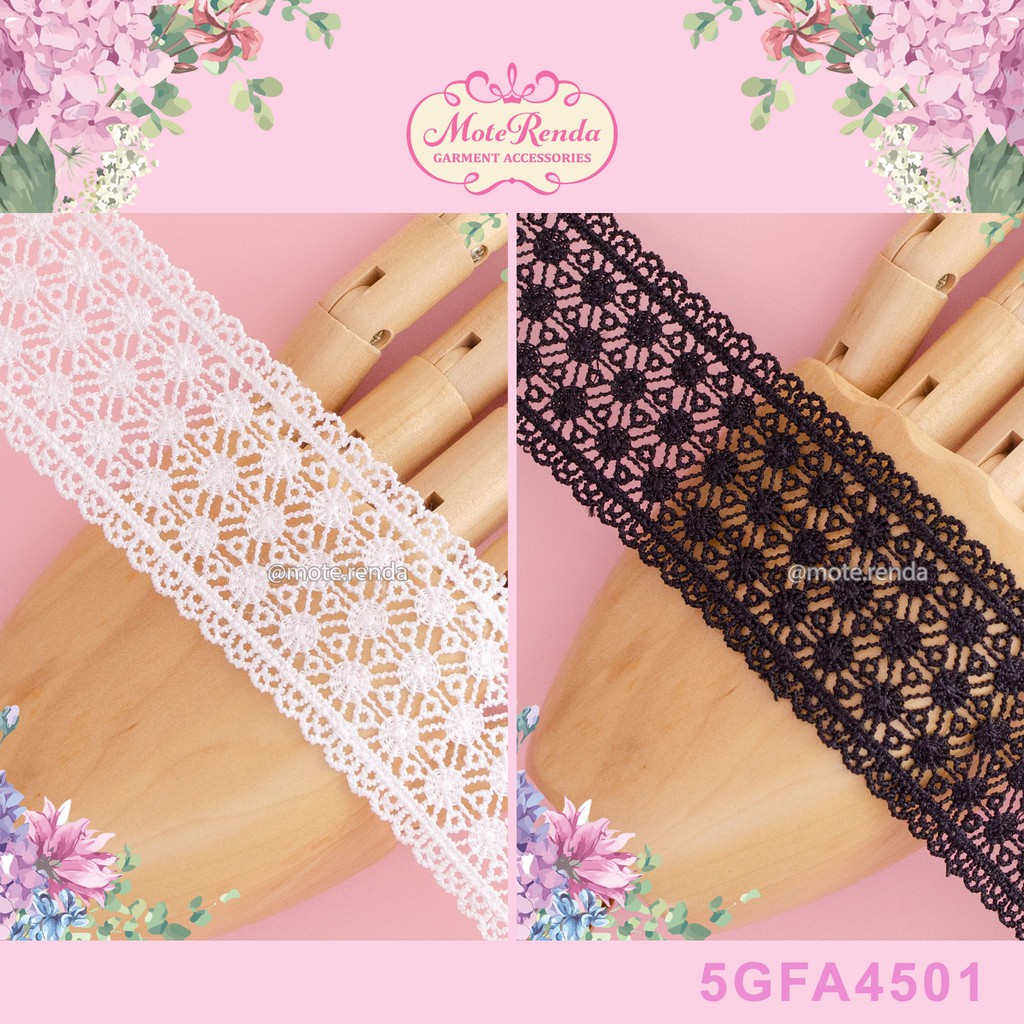 Renda giper Jepang premium, lebar 4.5cm (harga per 50cm) kode 5GFA45