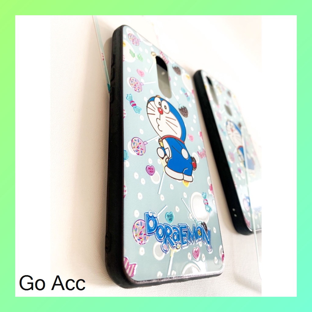 Softcase Tempered Glass case motif karakter Oppo A31/Neo 5 A3S/C1 A5S/A7/A12/A11K/Realme 2 pro/U1/U2 5/5i/5S/C3 7i/C17 C11 C12 C15 Samsug J2 Prime Vivo Y11/Y12/Y15/Y17 Y30/Y30i/Y50 Y91C Xiaomi Redmi 8A 9/Prime 9C Note 9 pro HCTG 30