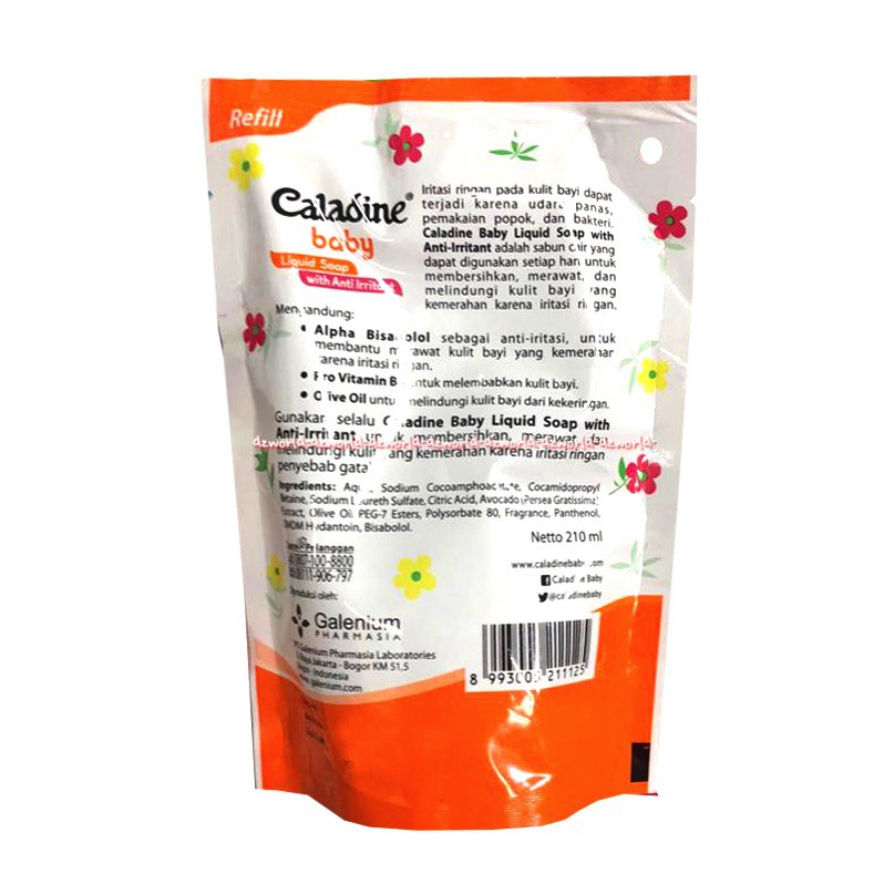 Caladine Baby 200ml Liquid Soap With Irritant Refill Kemasan Pouch Sabun Cair Kaladin Untuk Iritasi Gatal Bayi Anak 200 ml Caladin Kaladine