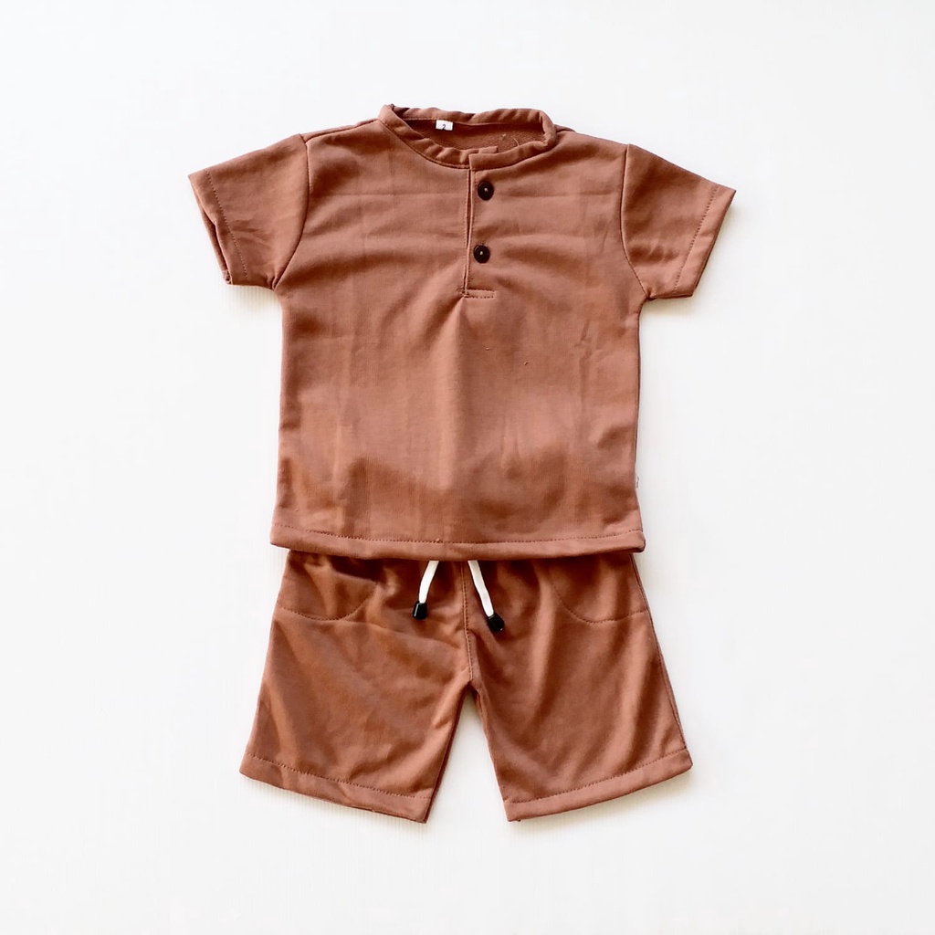 LittleAaron SET HENLEY BOY Setelan Kemeja Bayi Laki-laki Lengan Pendek