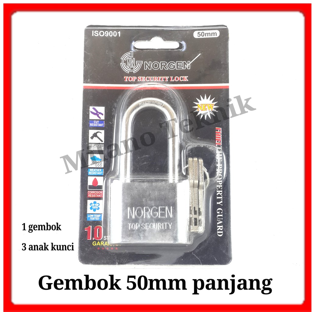 Gembok 50mm Panjang padlock Nikel 50 mm long kunci pengaman