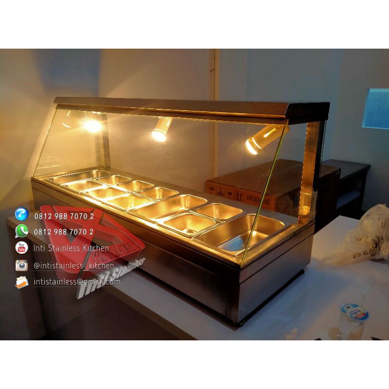 etalase pemanas makanan Bain marie stainless steel