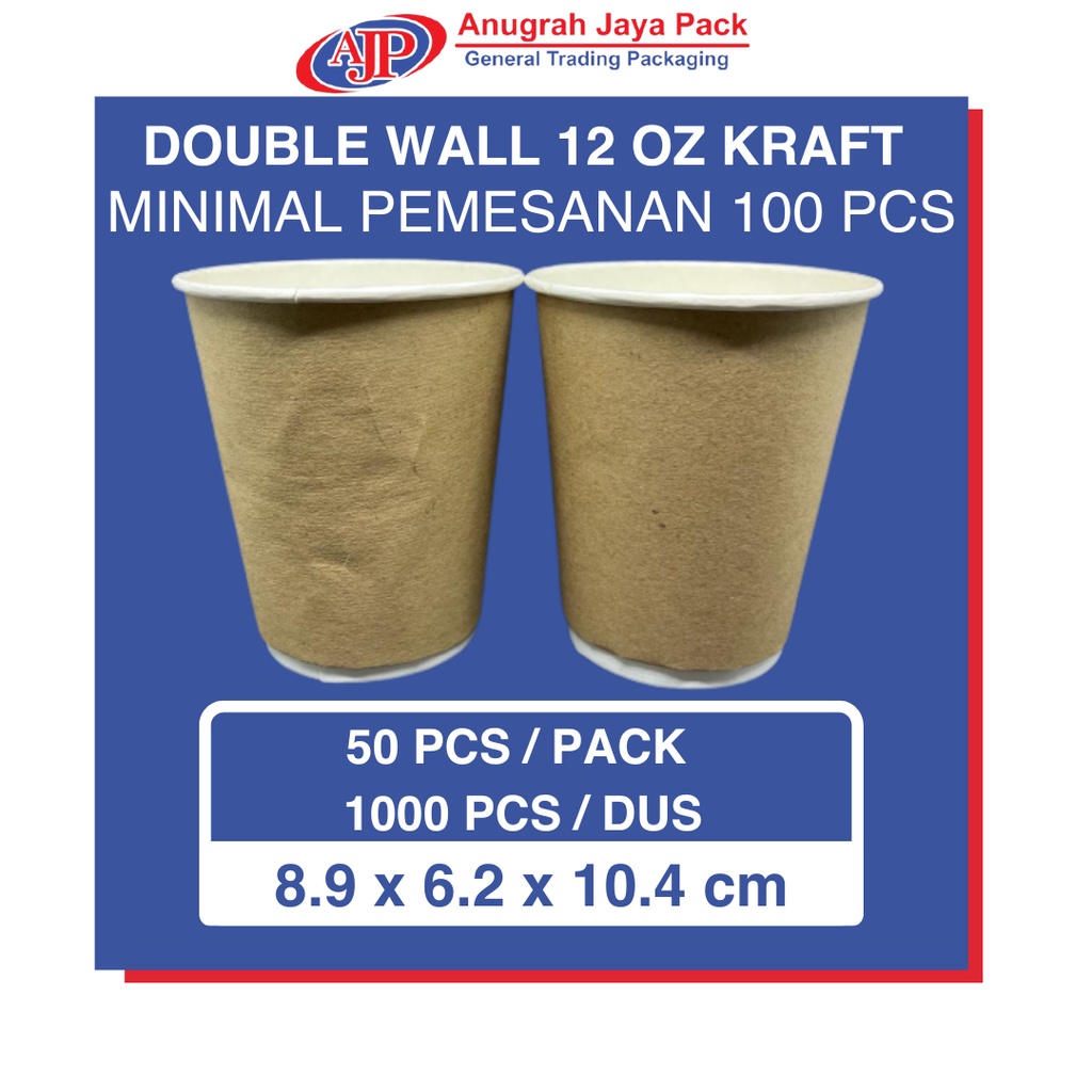 Paper Cup 12 Oz Double Wall Kraft