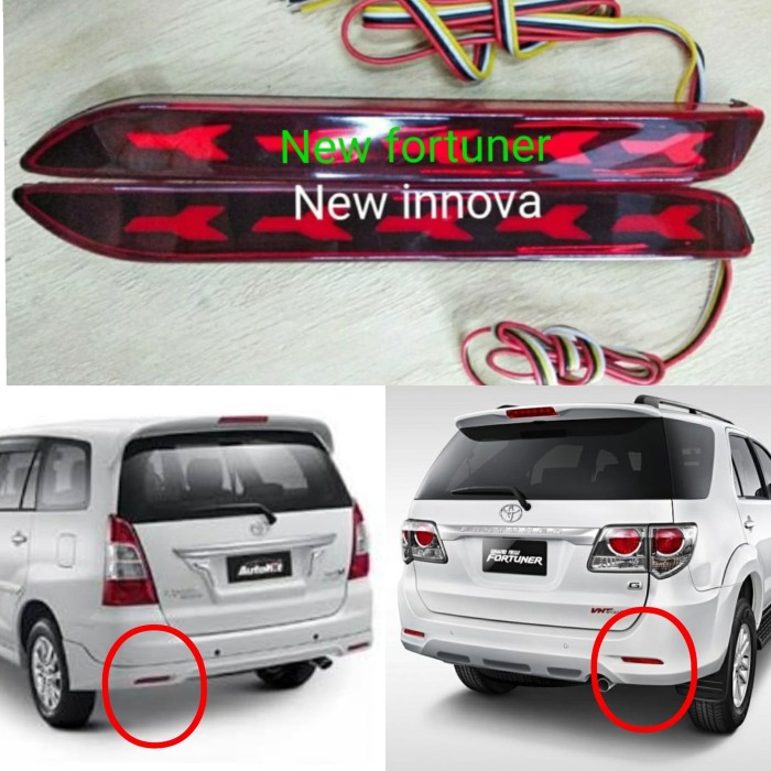 Lampu reflektor bumper belakang toyota grand fortuner vnt TRD / inova Innova 2009 sampai 2015 running sen 2010 2011 2012 2013 2014 2006 2007 2008 camry