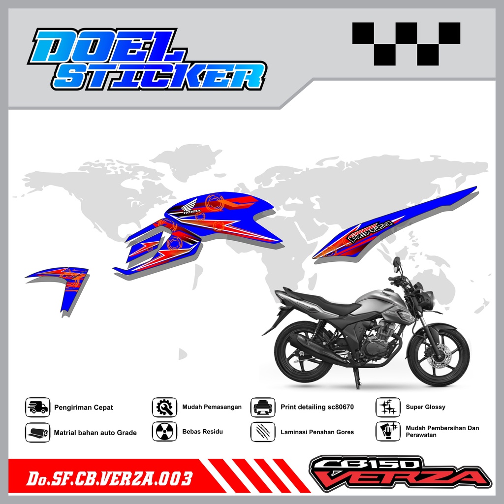 STICKER STRIPING CB VERZA 150 - STICKER STRIPING LIST VARIASI HOLOGRAM , CROME CB VERZA 150 DOEL 003