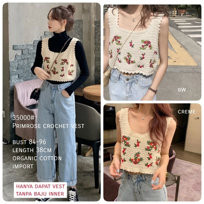 MDLV ~ 35000 PRIMROSE VEST CROP TOP KOREA IMPORT VEST KOREA IMPORT ATASAN IMPORT FASHION IMPORT