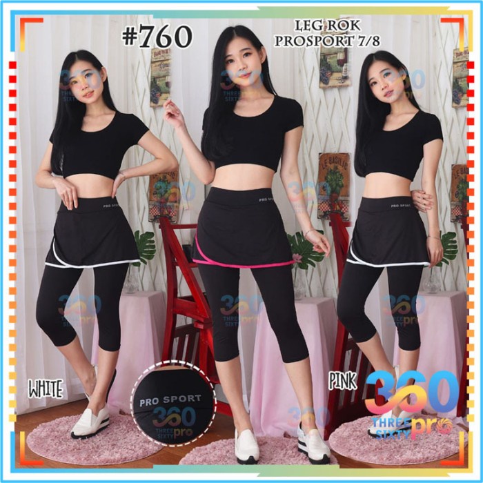 Vd6102F Celana Rok Legging Wanita Sport Olahraga Senam Import /Leging Muslimah - Putih Cd504Cd
