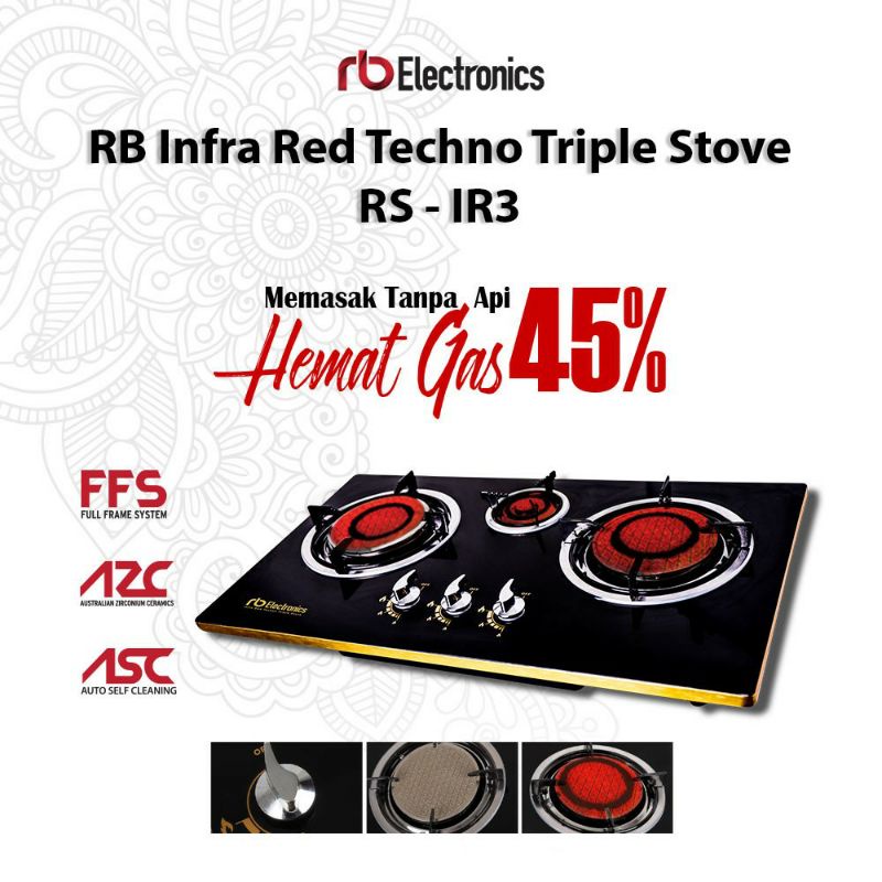 KOMPOR INFRARED 3 TUNGKU RB ELECTRONICS GARANSI RESMI