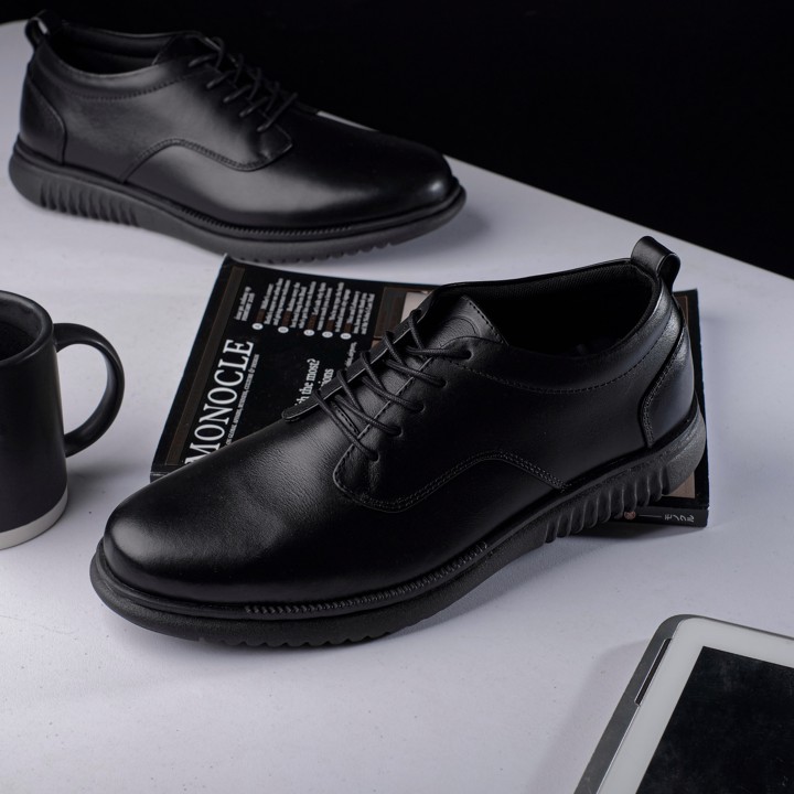 Hatta Black (Kulit Asli) - Sepatu Formal Pria Pantofel Kulit Asli Casual Kerja Kantor Tali Pantopel Pria Kasual Oxford - Pantofel Hitam Pria