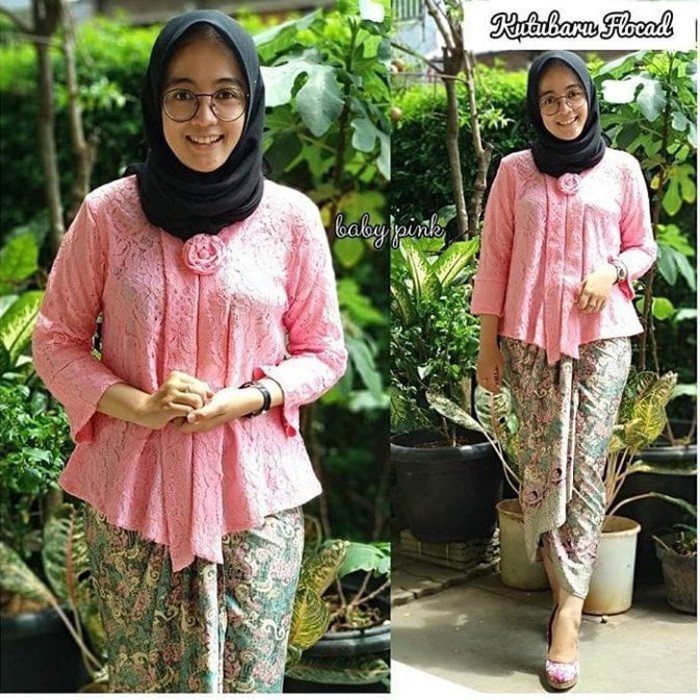 Kebaya Modern Setelan Floy Brokat / Floy Brukat Navy Dan Warna Lainnya