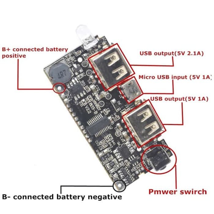 Modul Board PCB Power Bank 18650 Dual USB 5V 1A 2.1A