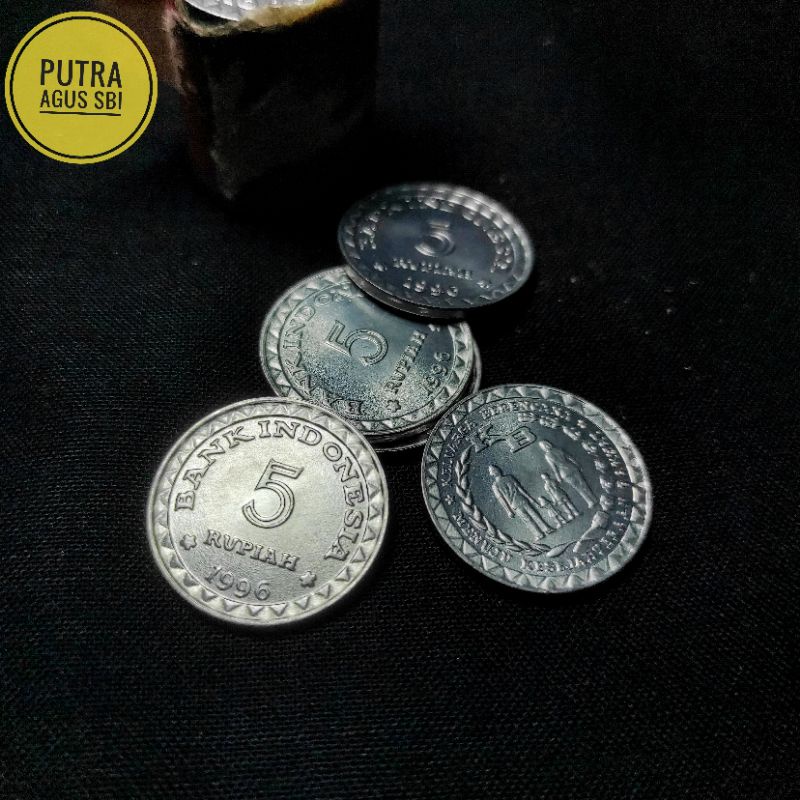 uang koin 5 rupiah kb kecil LUSTER buka Roll 1996