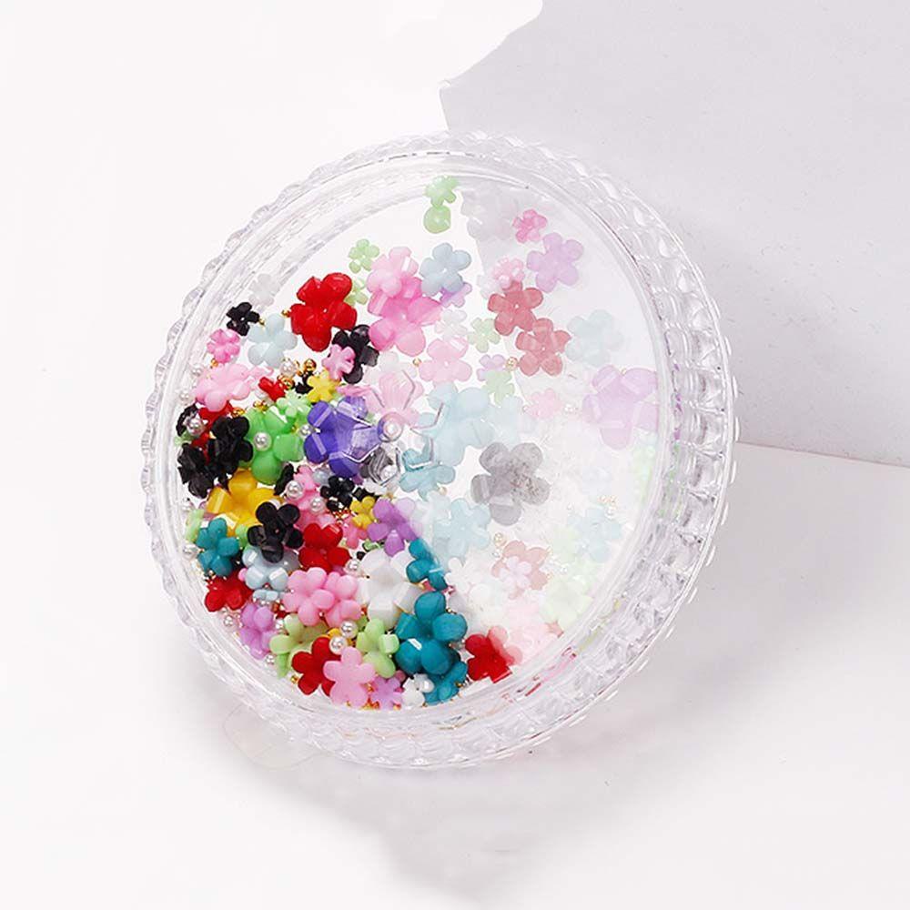 Needway Set Dekorasi Kuku Bunga DIY Resin 3D Pesona Kuku Gaya Jepang Manicure Steel Ball Nail Ornaments