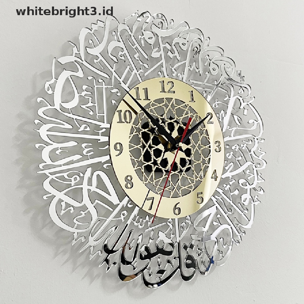 (whitebright3.id) 1pc Jam Dinding Akrilik Motif Kaligrafi Surah Al Ikhlas Untuk Dekorasi Rumah