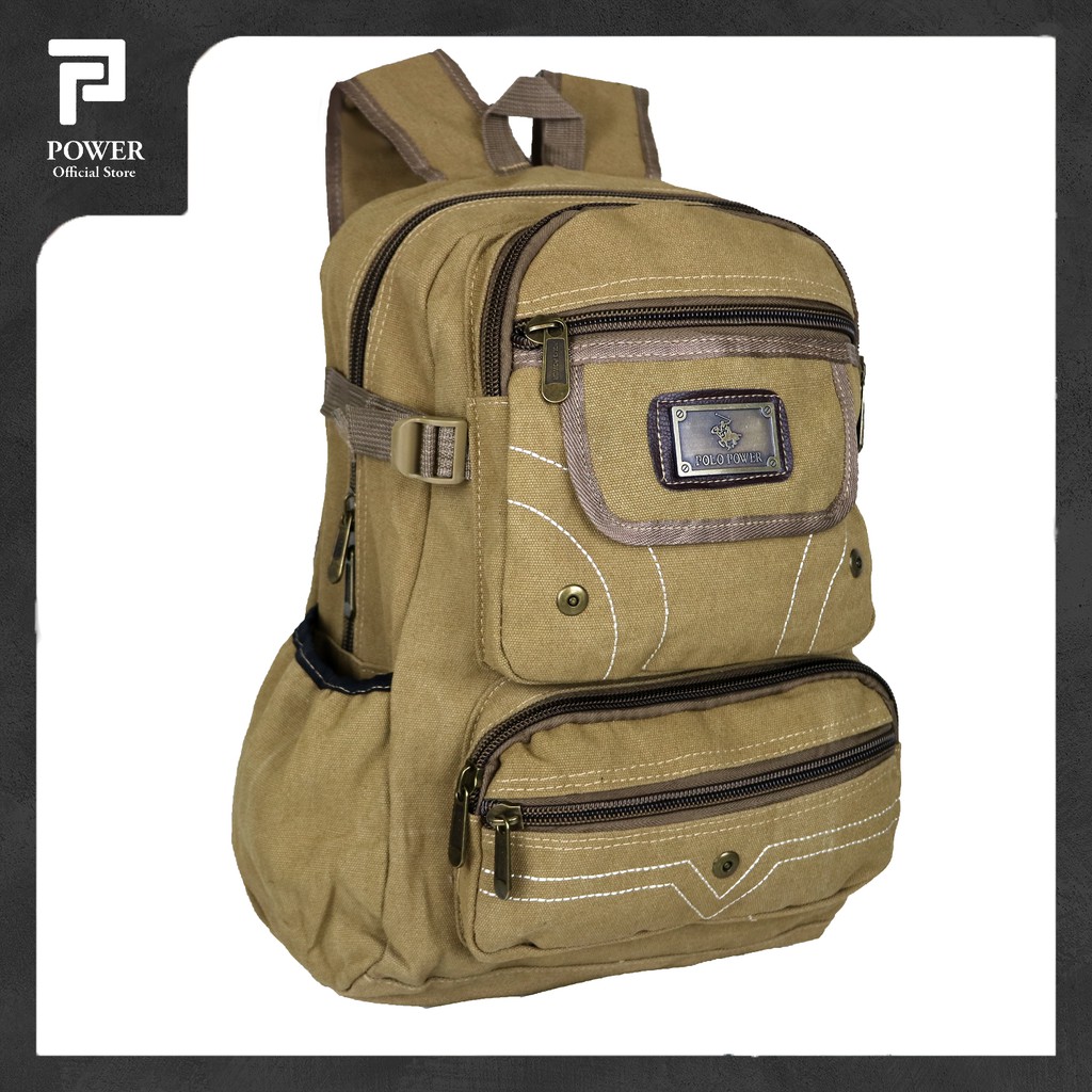 Polo Power Tas Ransel Kanvas Pria Backpack Casual Import Tas Punggung Pria Trendy Tas Polo Original