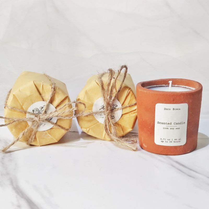 lilin aromaterapi 80 ml | soy wax scented candle gift deco bunga | hampers