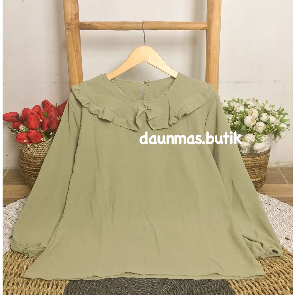 1KG MUAT 5PCS | DAWIA SHIRT TOP BLOUSE RAYON CRINCLE KOREAN STYLE HITS OOTD SELEBGRAM FASHION GROSIR MURAH WANITA-DAWIA SAGE