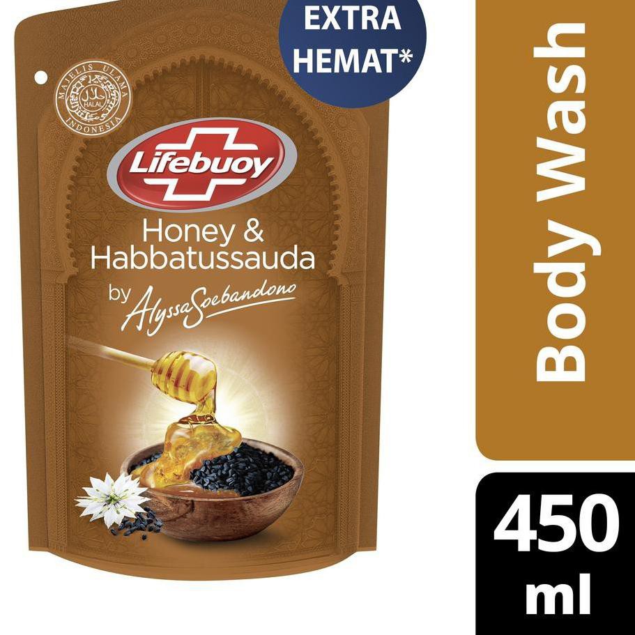 Paling Laris Lifebuoy Body Wash Sabun Mandi Cair Refill Honey Habbatussauda 450ml - Sabun Antiseptik