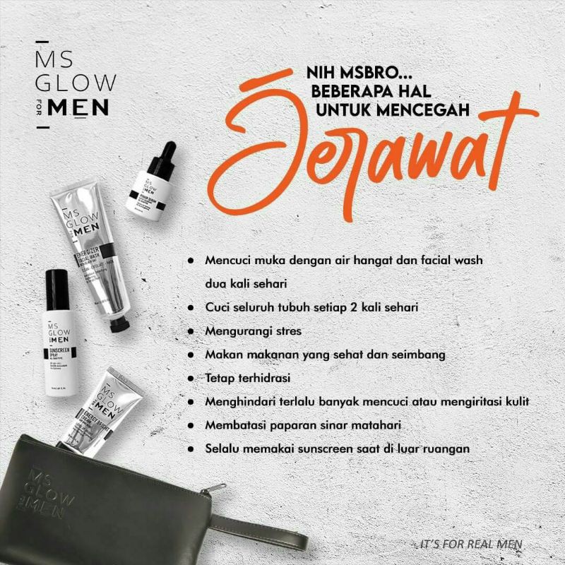 Miffglow - MsGlow For men paket basic dan complete Ms GLOW MEN krim laki laki, perawatan wajah pria