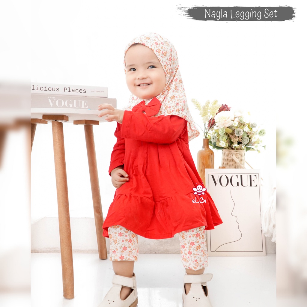 Gamis Bayi / Baju Muslim Anak Perempuan / Baju Muslim Anak Cantik Nayla Legging Set 1_5 Tahun