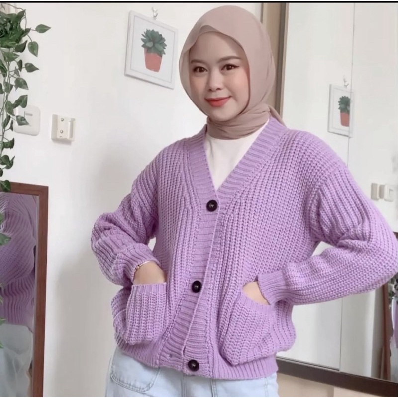 Cardigan Wanita Sherlin saku lengan panjang