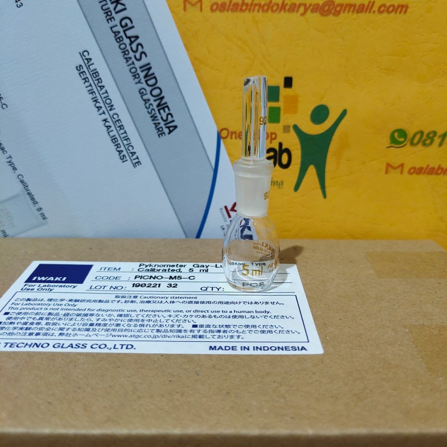 IWAKI Picnometer calibrated 10 ml Piknometer bersertifikat kalibrasi