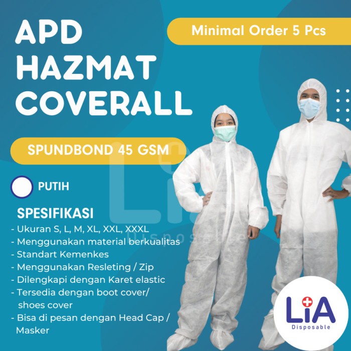 APD MEDIS| HAZMAT | COVERALL | DISPOSABLE SPUNDBOND / NW 45 GSM