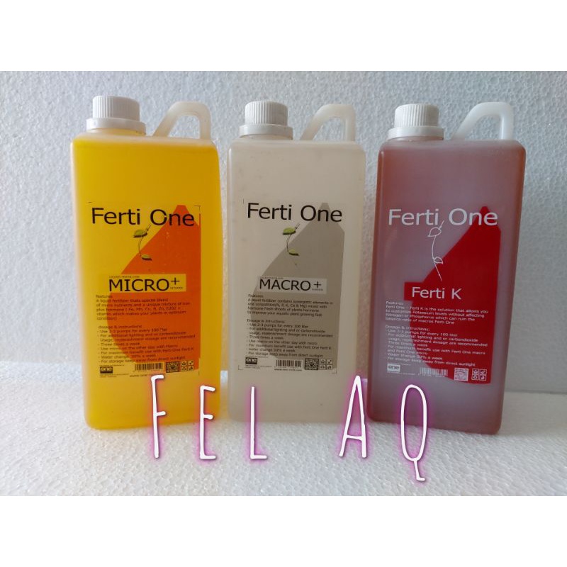 Paket 3 in 1 Pupuk Cair Ferti One 1 Liter Micro Macro Ferti K Mikro Makro 1L Hemat Pukcir Aquascape