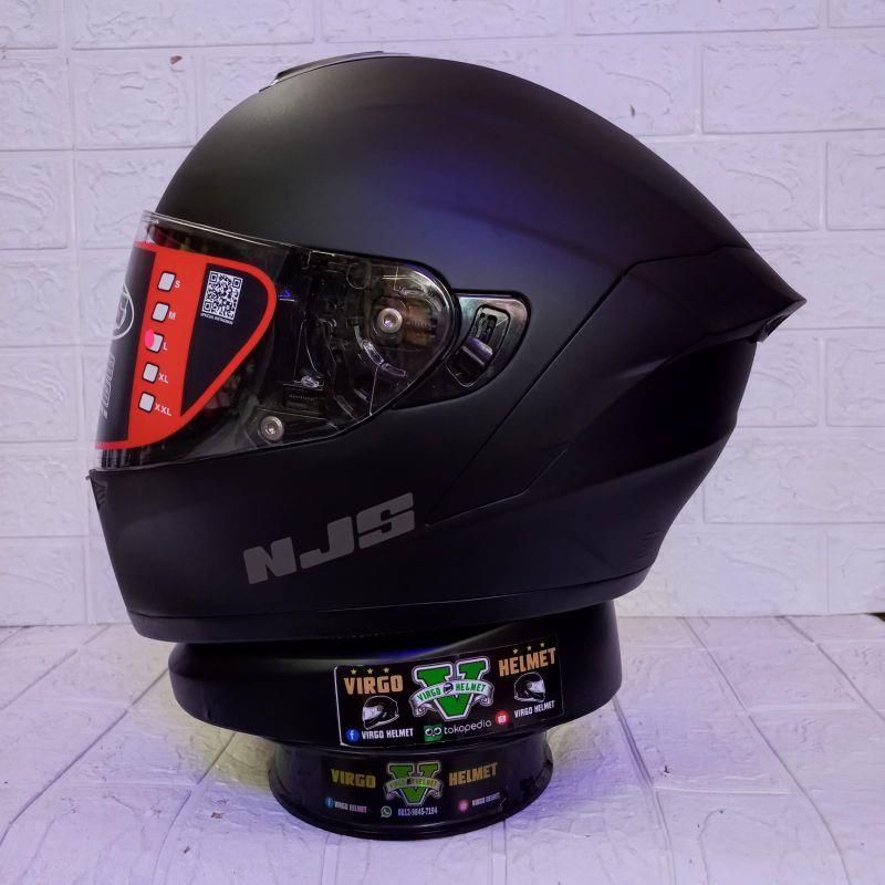 NJS ZX-1 SOLID FLAIN MATT BLACK DOFT PAKET GANTENG VISOR IRIDIUM + SPOILER-BLACK DOF STANDAR