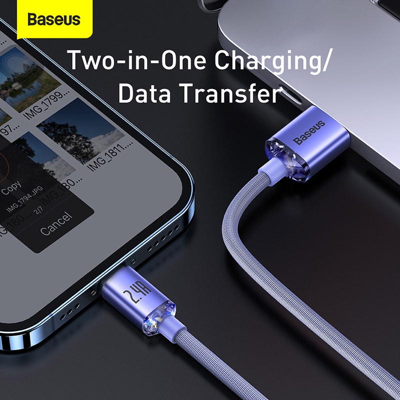 Baseus Crystal Shine Kabel Data iPhone Cable USB to Lightning Fast Charging 2.4A  2M