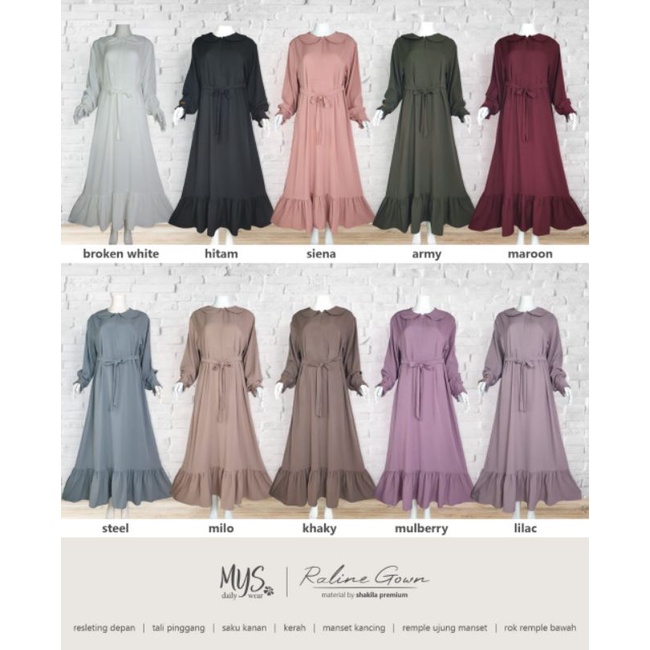 READY RALINE GOWN LD 110 / GAMIS WANITA DEWASA / DRESS MUSLIMAH / BAJU SERAGAM PENGAJIAN / DASTER IB