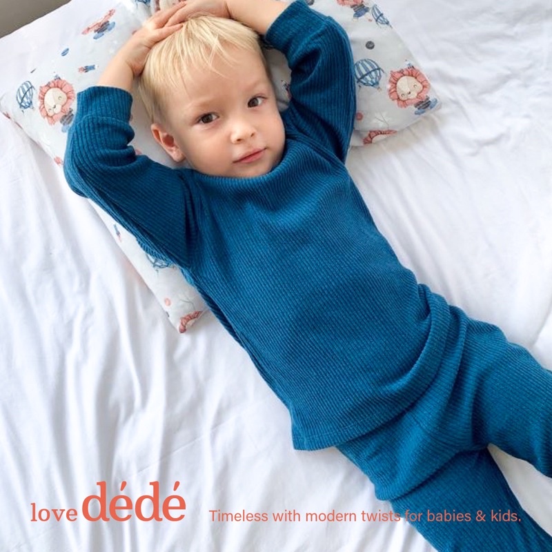 WOOLY PYJAMAS lovedede piyama rib knit cotton premium Baju setelan celana pergi jalan fashion anak bayi cowok laki laki