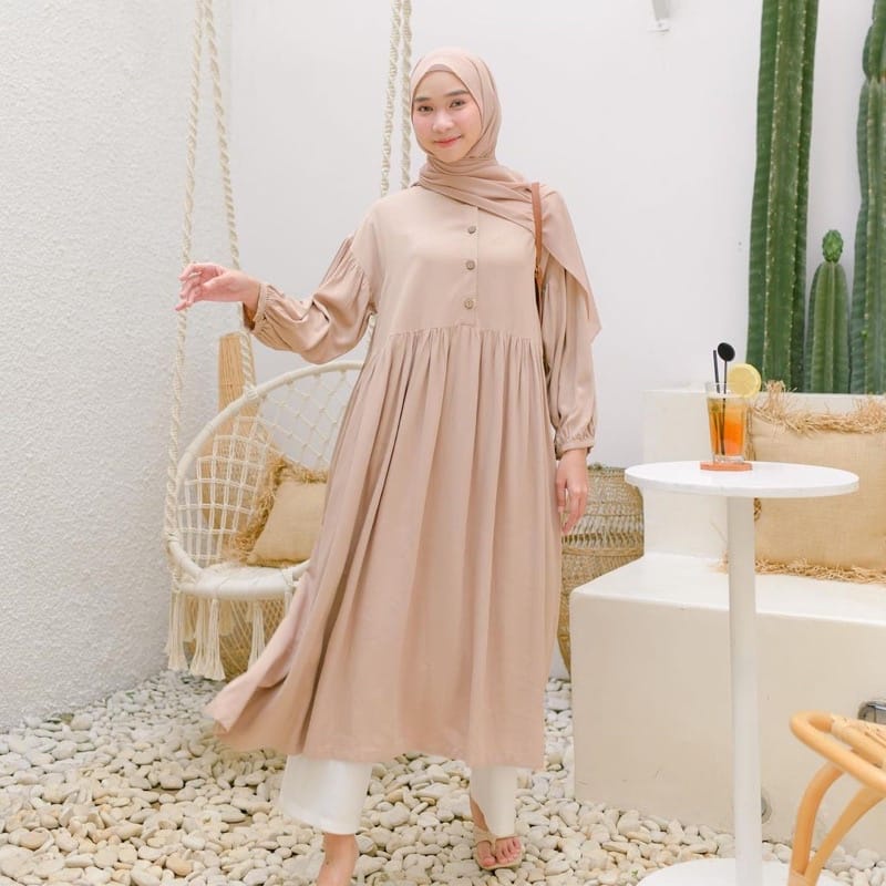 LONG TUNIK / MIDI DRESS APRITA REMPEL DAILY RAYON POLOS PREMIUM