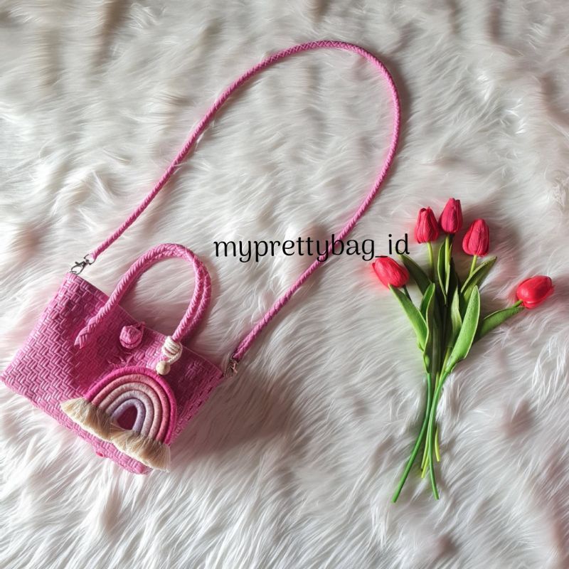 (TANPA ACCESORIES) READY CANDY BAG Tas Jaly Tas Jali Tas Anyaman Premium Warna Permen