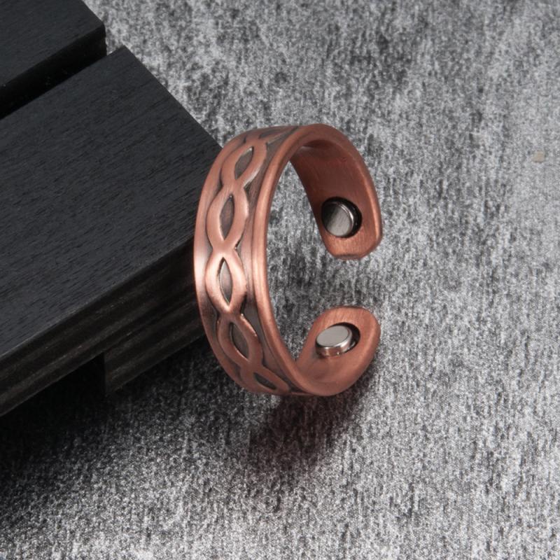 Cincin Magnetik Adjustable Bahan Tembaga Gaya Retro Klasik Untuk Pria Dan Wanita