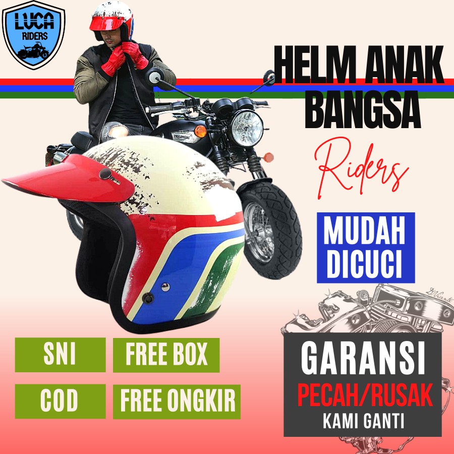 Helm Pria Dewasa  Shoei Half Face Vixion Vespa Klasik Jadul Yamaha Momo Classic Bell Halfface Unik