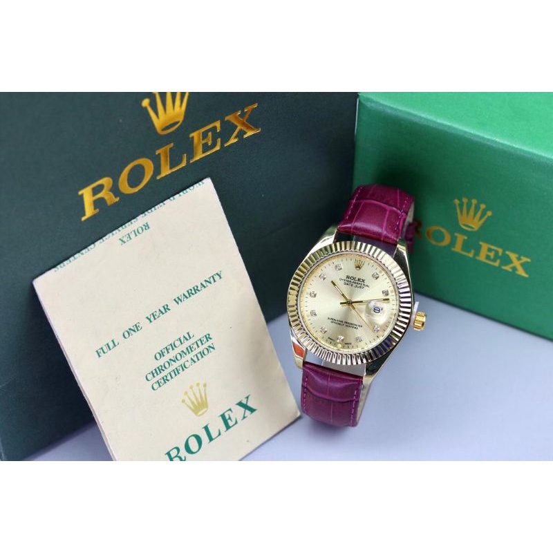 (PW)JAM TANGAN ROLEX NEW COLLECTION FASHION WANITA TALI KULIT PREMIUM FREE BOX ORIGINAL + FULLSET SE